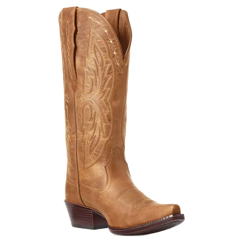 Ariat Heritage X Toe Elastic Wide Calf Western Boot Distressed Brown