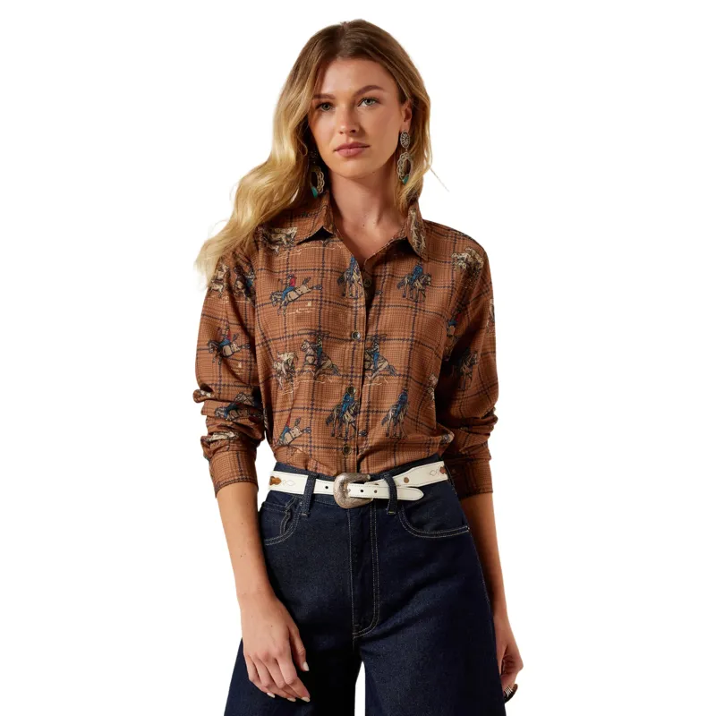 Ariat Homestyle Western Shirt Glen Plaid in Rodeo