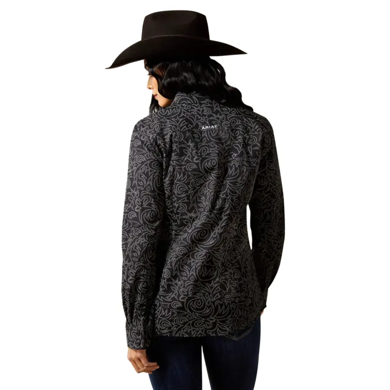 Ariat Kirby Stretch Shirt Black Boot Stitch-1