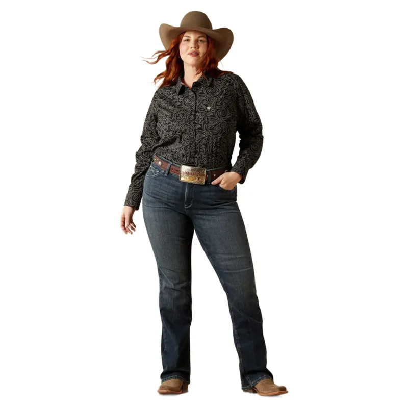 Ariat Kirby Stretch Shirt Black Boot Stitch-3