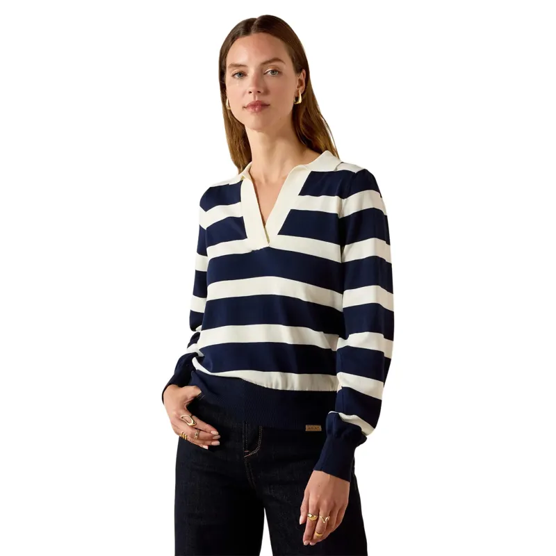 Ariat Langsett Sweater Navy Stripe in Navy Stripe