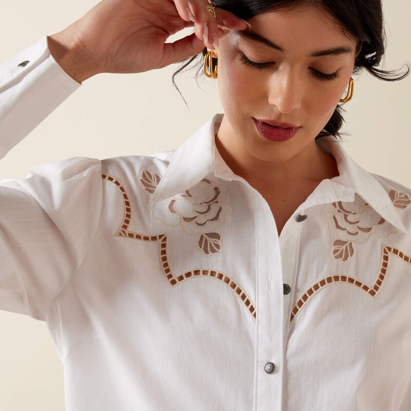 Ariat Lattice Western Shirt in White-4