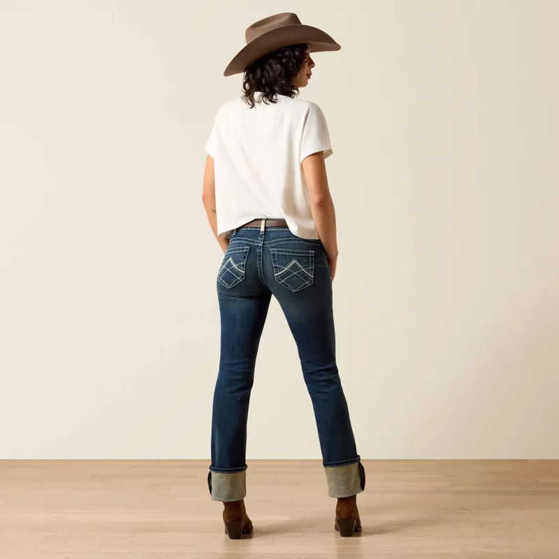 Ariat R.E.A.L. Mid Rise Stretch Icon Stackable Straight Leg Jean Ocean-2