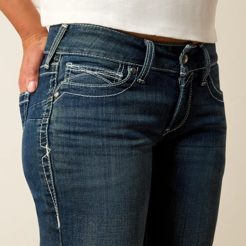 Ariat R.E.A.L. Mid Rise Stretch Icon Stackable Straight Leg Jean Ocean-3
