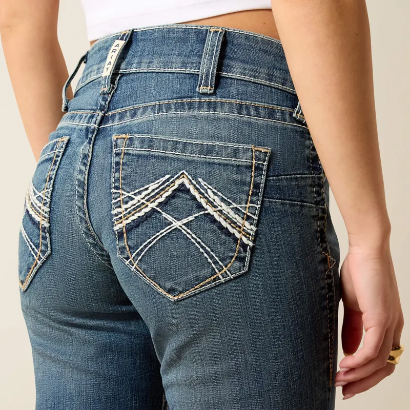Ariat R.E.A.L. Mid Rise Stretch Whipstitch Boot Cut Jean in Rainstorm-4