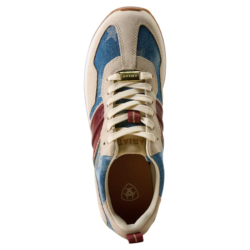 Ariat Ranch Runner Shoe in Tan Suede/Denim Stars-3