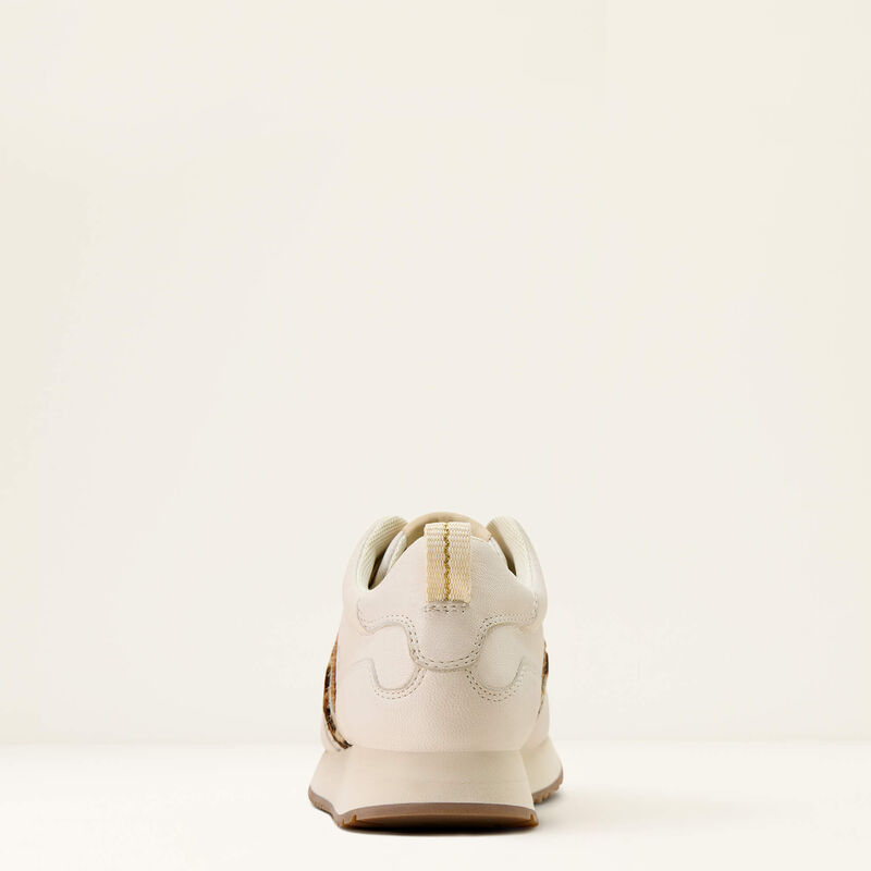 Ariat Ranch Runner Trainer Shoe in Bright Cream Gilded Leopard Hair On-7