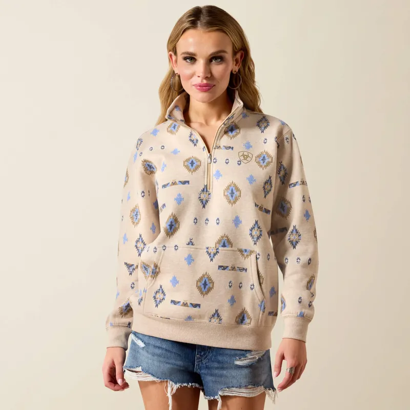 Ariat Sapphire 1/2 Zip Sweatshirt in Oatmeal Heather-1