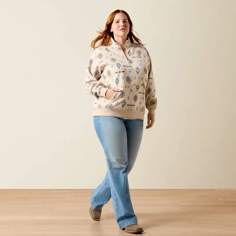 Ariat Sapphire 1/2 Zip Sweatshirt in Oatmeal Heather-7