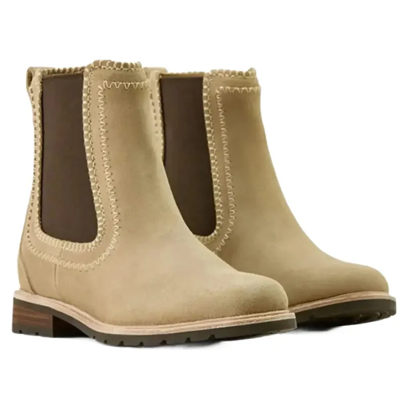 Ariat Wexford Whipstitch Women's Suede Chelsea Boots in Camel Suede