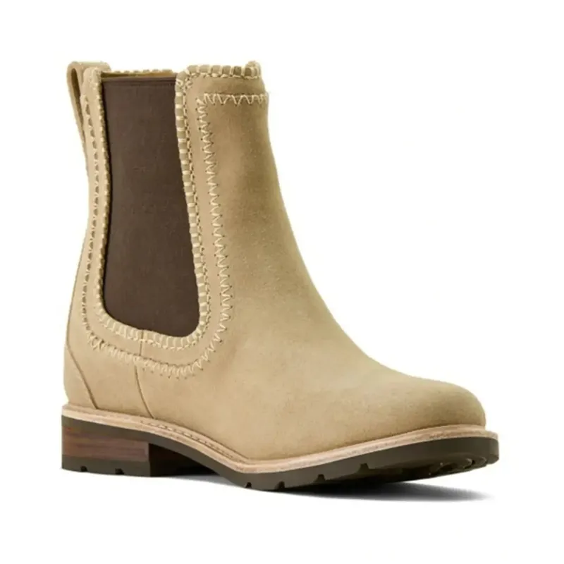Ariat Wexford Whipstitch Women's Suede Chelsea Boots in Camel Suede-1