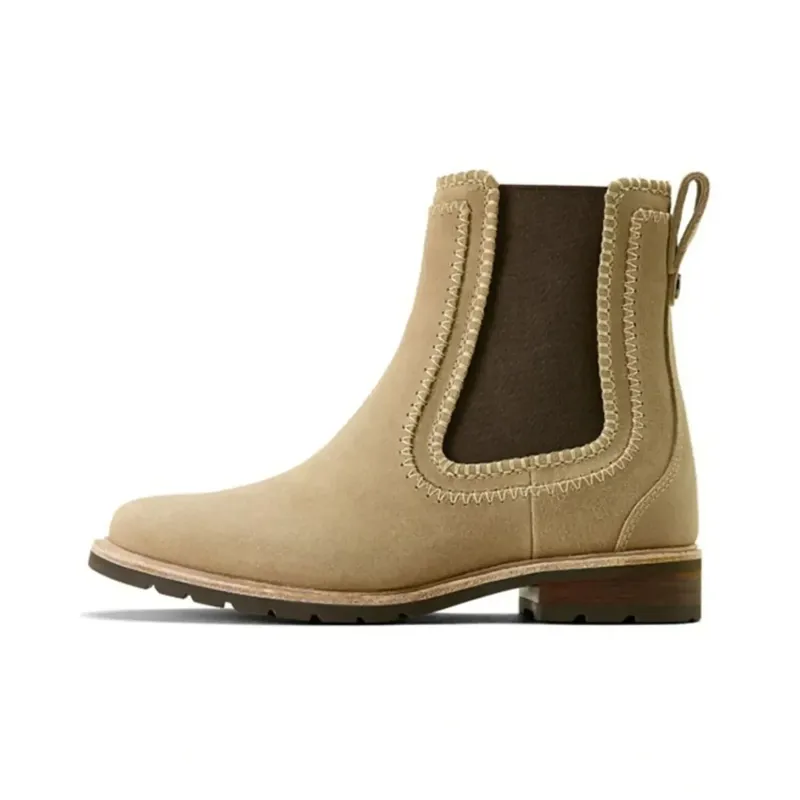Ariat Wexford Whipstitch Women's Suede Chelsea Boots in Camel Suede-2