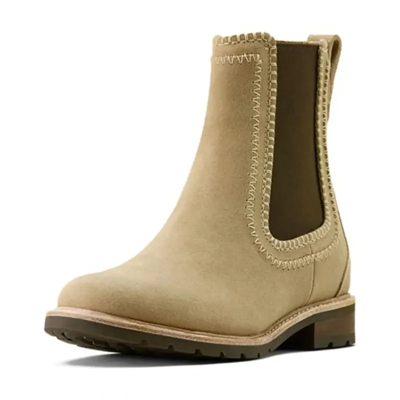 Ariat Wexford Whipstitch Women's Suede Chelsea Boots in Camel Suede-3