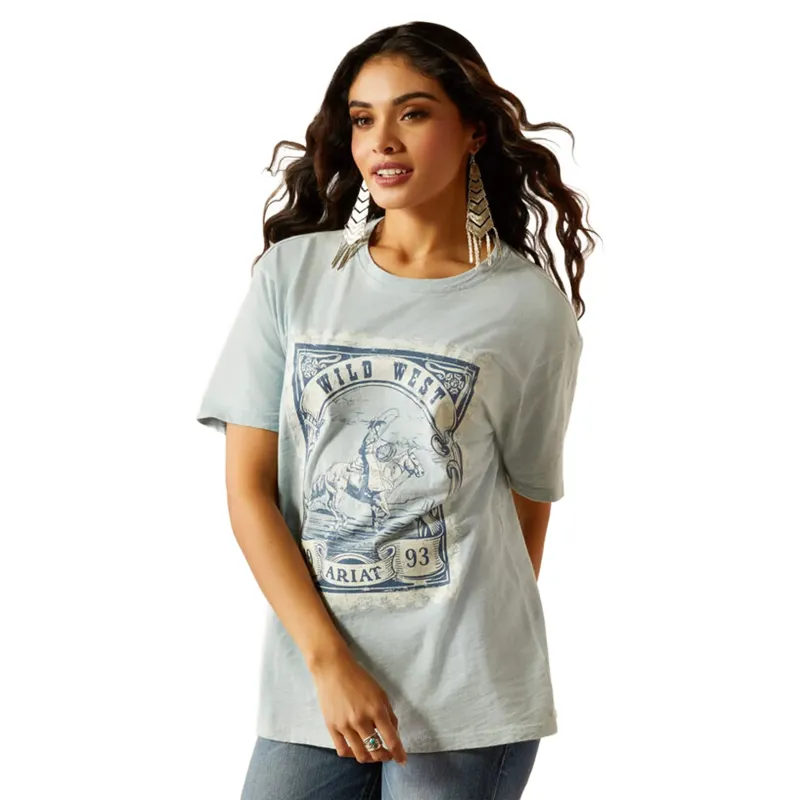 Ariat Wild West Stamp T-Shirt Washed Blue-3