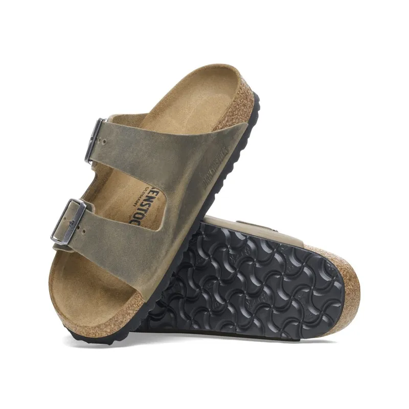 Birkenstock Men's Arizona Oiled Leather Sandals Faded Khaki