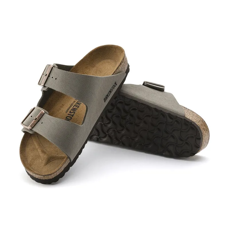 Birkenstock Arizona Birko Flor Sandals Men's Nubuck Stone 