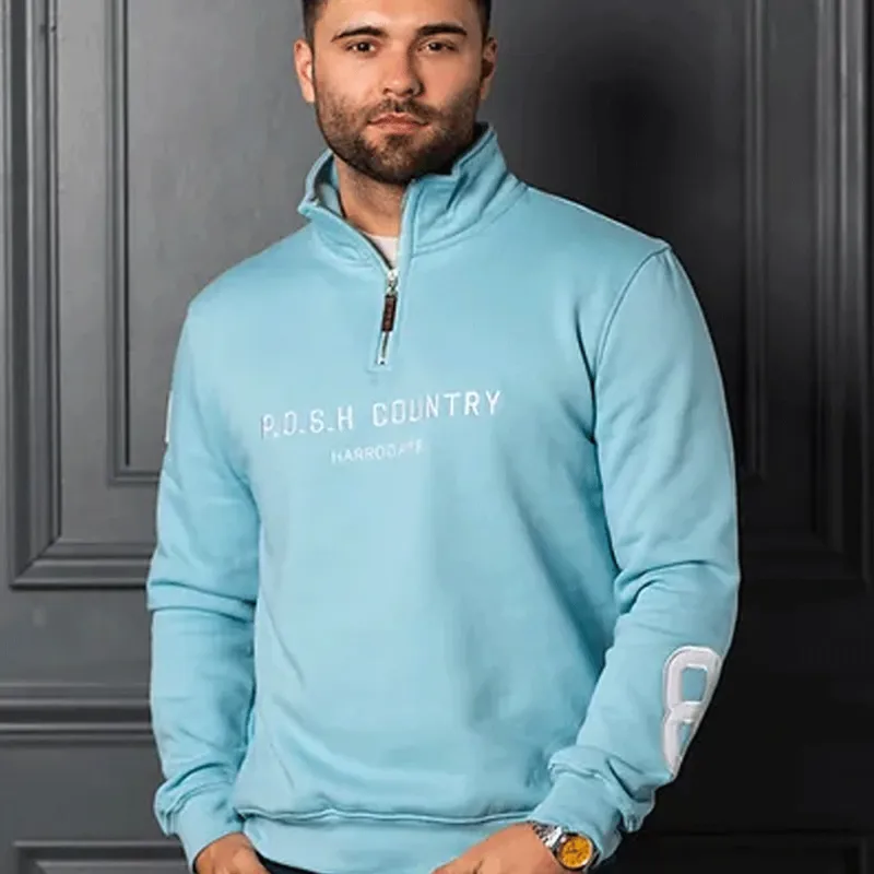 POSH Country Tidal Quarter Zip Jumper Azur Sky