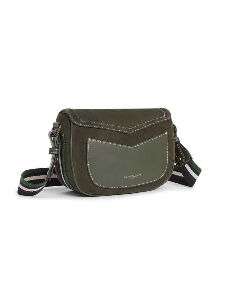 Fairfax and Favor Boston Handbag Moss Green Suede-3