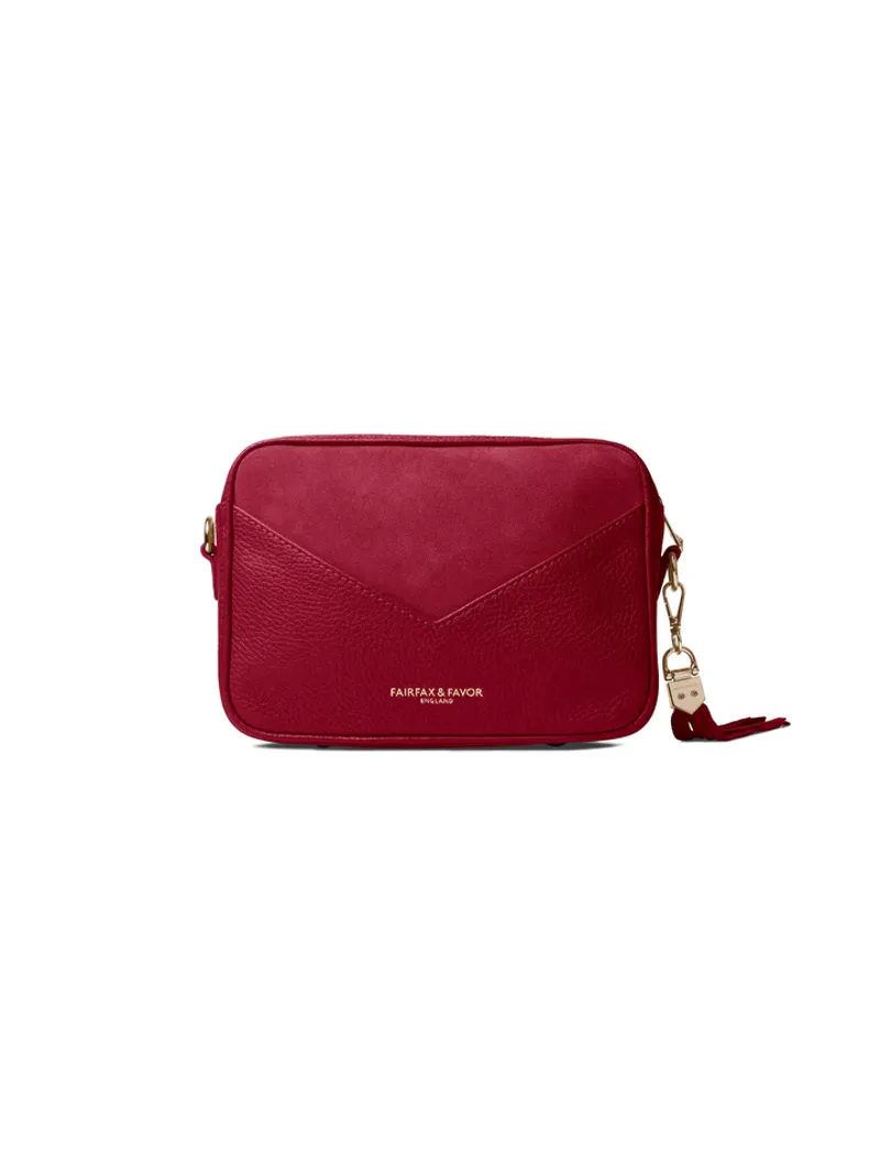 Fairfax and Favor Finsbury Cross Body Bag Cherry Suede-3