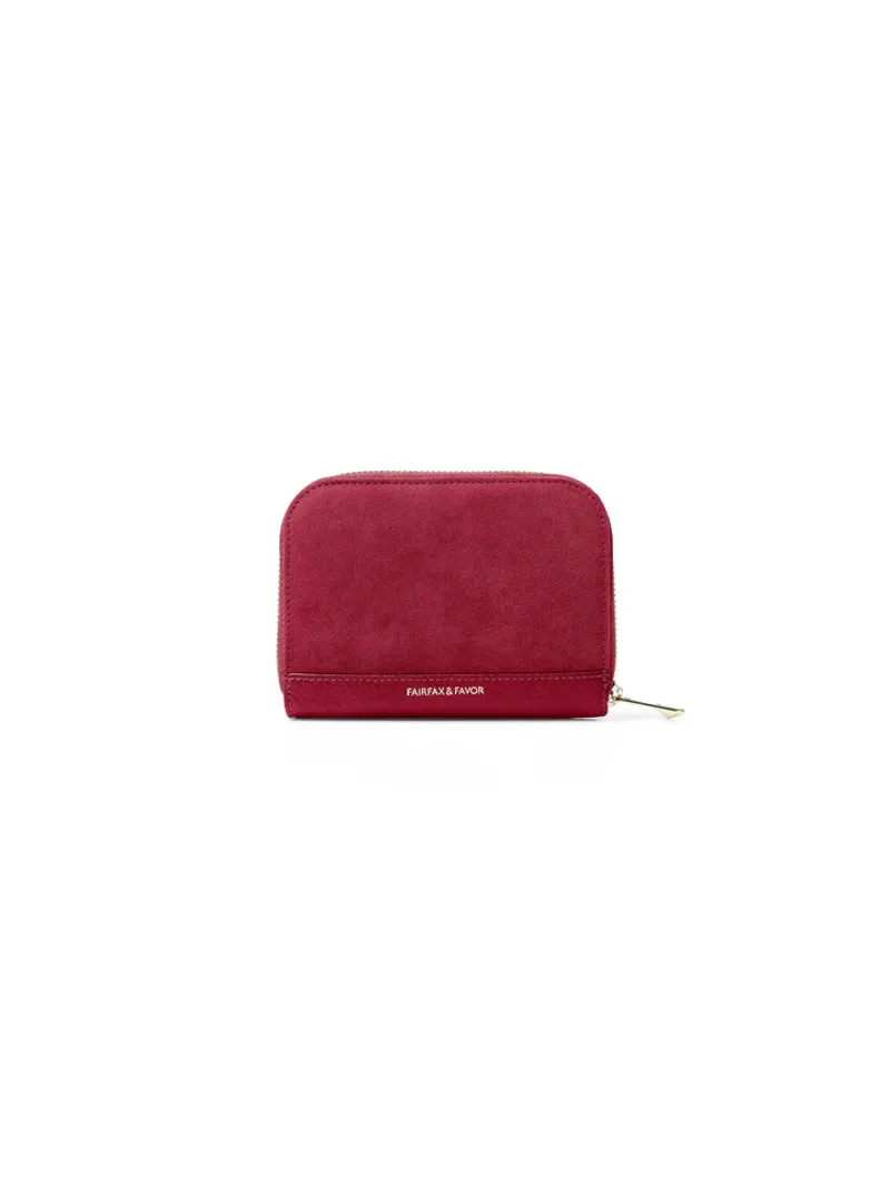 Fairfax and Favor Mini Salisbury Purse Cherry Suede-1
