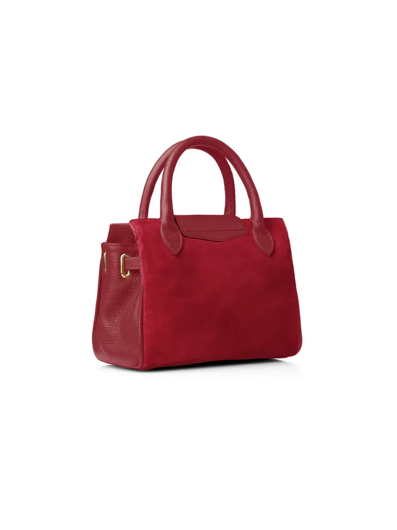 Fairfax and Favor Mini Windsor Handbag Cherry Suede-3