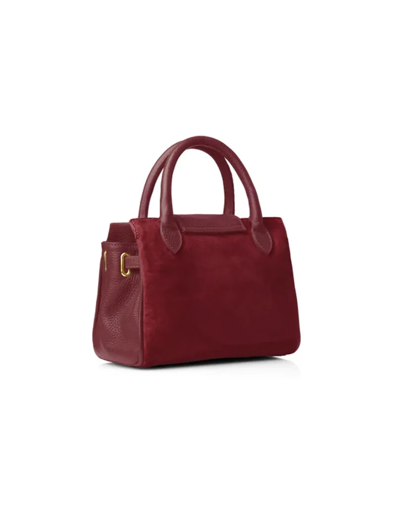 Fairfax and Favor Mini Windsor Handbag Ruby Suede-2