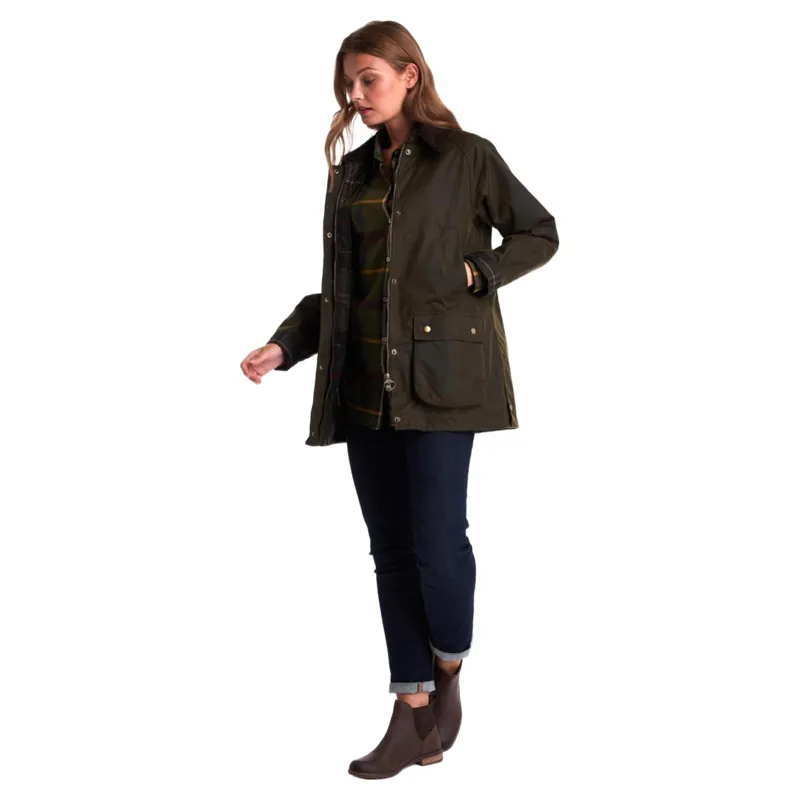 Barbour Acorn Ladies Wax Jacket in Olive-1