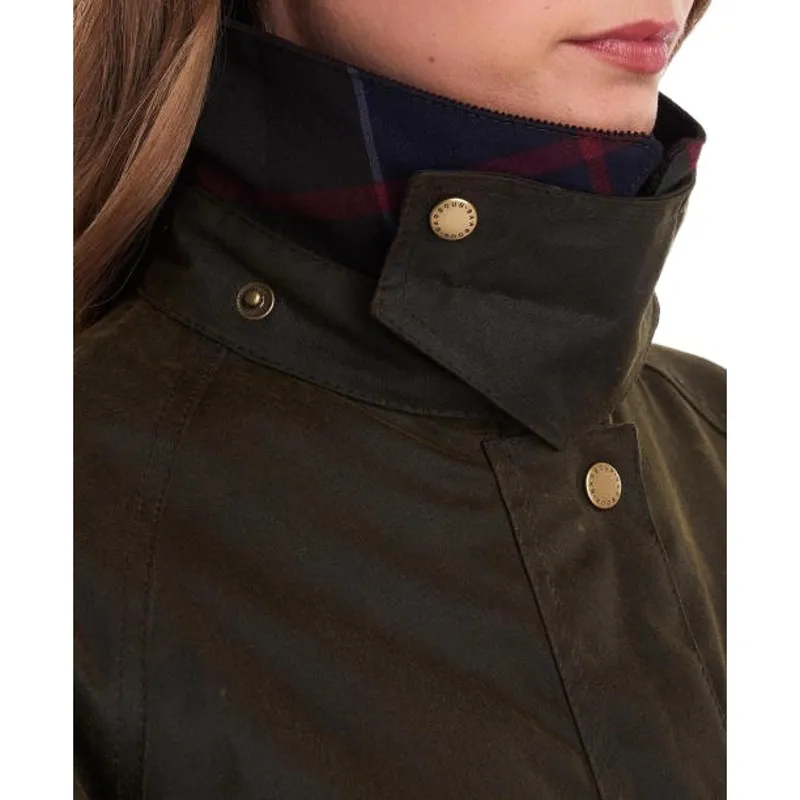 Barbour Acorn Ladies Wax Jacket in Olive-5