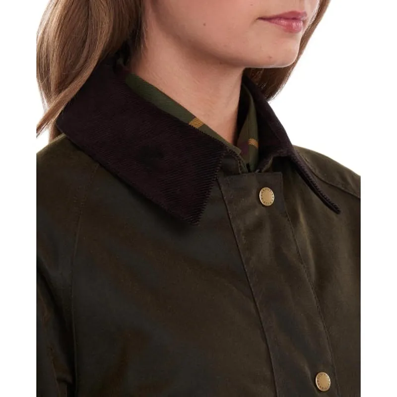 Barbour Acorn Ladies Wax Jacket in Olive-4