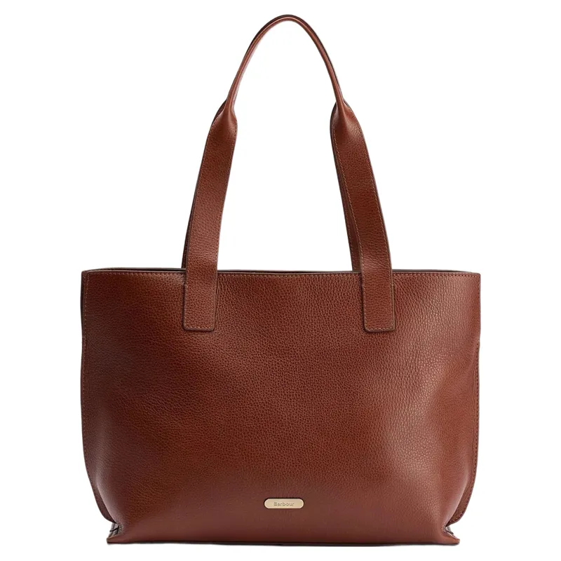 Barbour Alder Leather Tote Bag Large in Brown