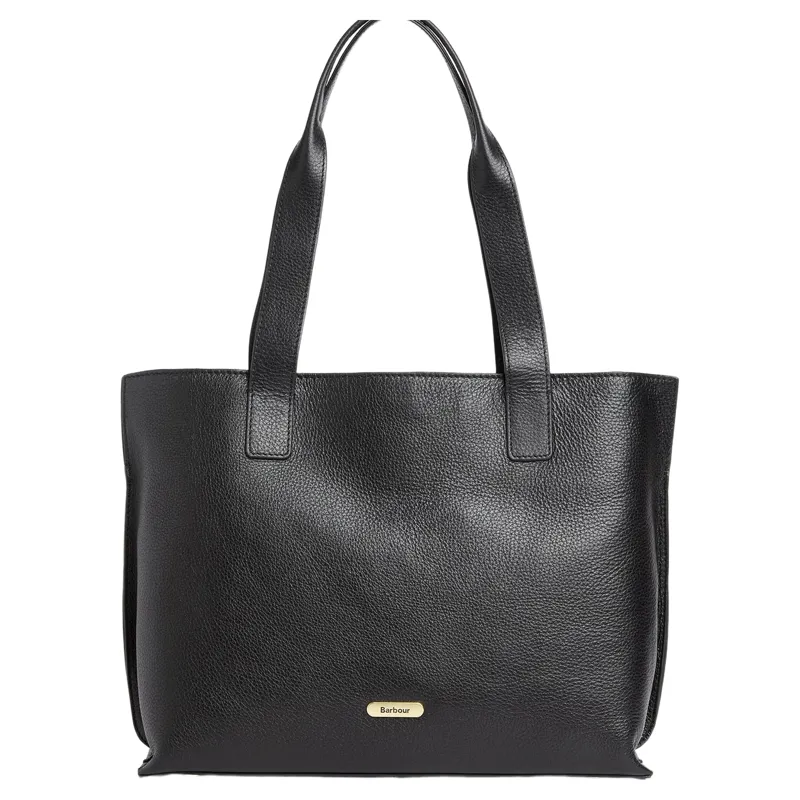 Barbour Alder Leather Tote Bag Large in Black