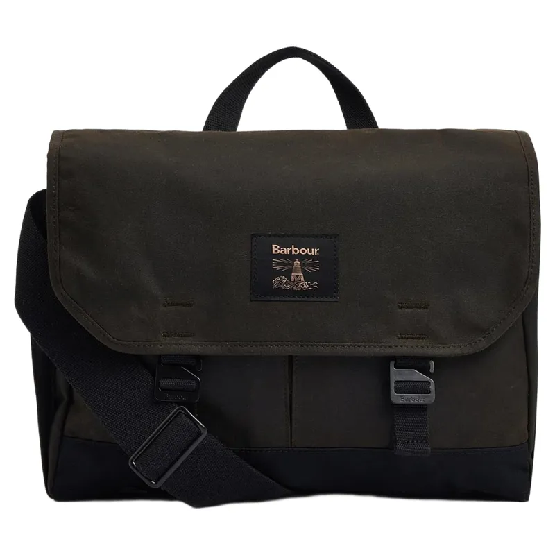 Barbour Field Waxed Messenger Bag in Olive