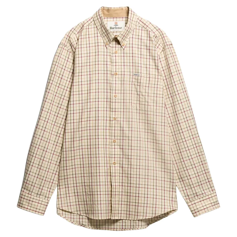 Barbour Sporting Tattersall Men's Regular Fit Shirt in Red/Khaki