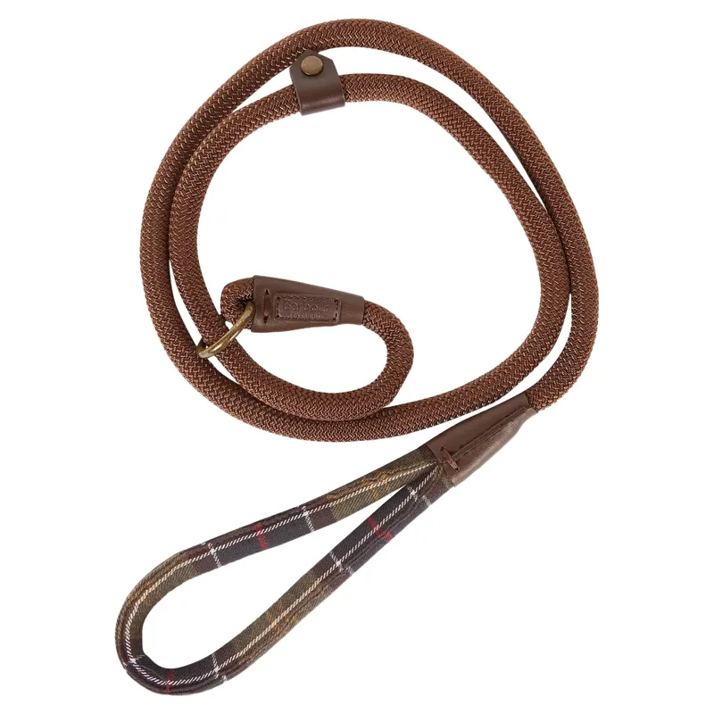 Barbour Tartan Trimmed Slip Dog Lead in Classic Tartan
