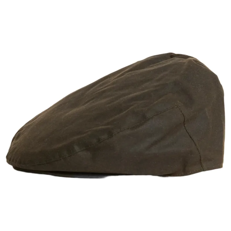 Barbour Waxed Flat Cap in Olive