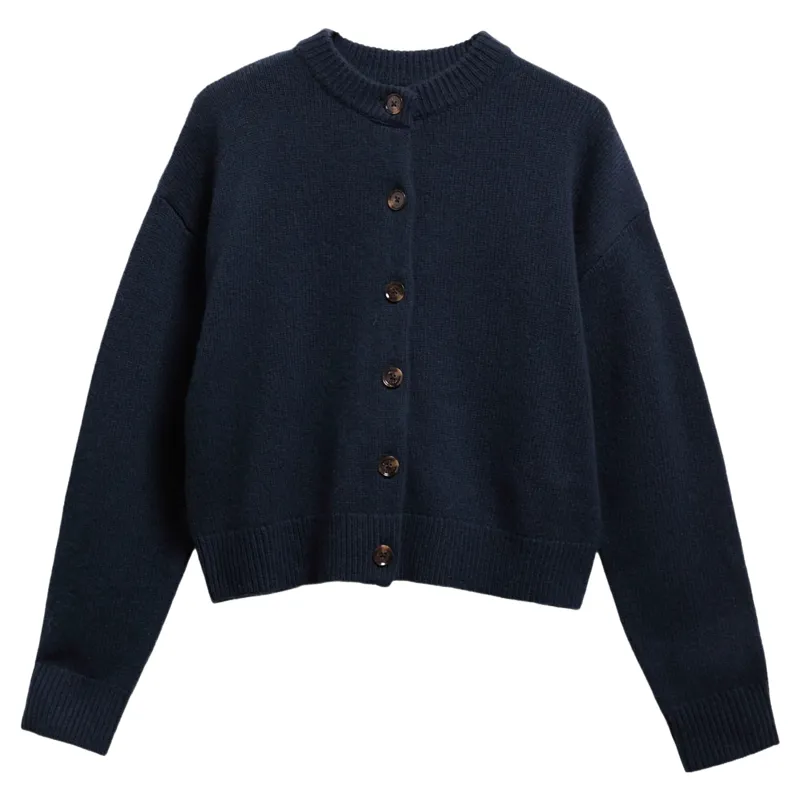 Barbour Woodhouse Cashmere Blend Knitted Cardigan in Navy