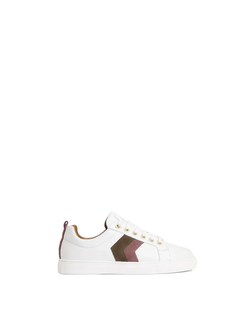 Fairfax and Favor Alexandra Trainer White Leather with Heather/Fog-1