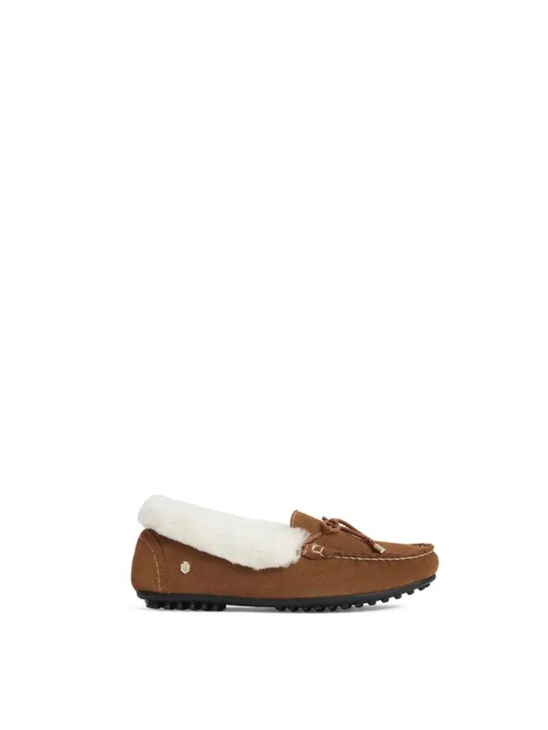 Fairfax and Favor Henley Shearling Lined Slipper Tan Suede-1