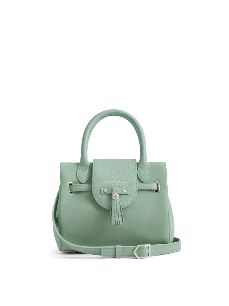Fairfax and Favor Mini Windsor Handbag Mint Suede-1
