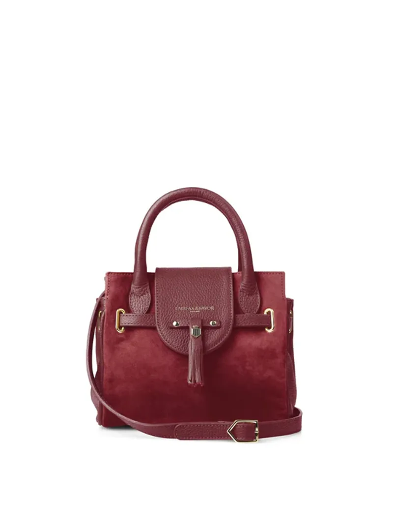 Fairfax and Favor Mini Windsor Handbag Ruby Suede-3