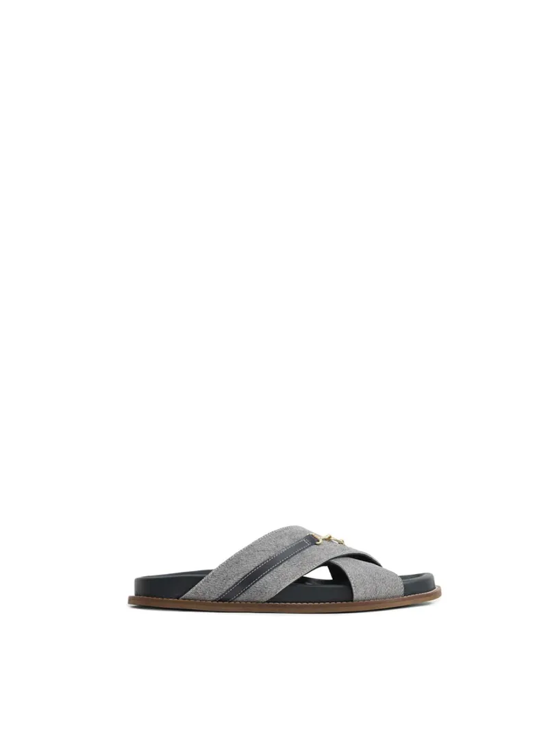 Fairfax and Favor Southwold Sandal Denim Suede-1