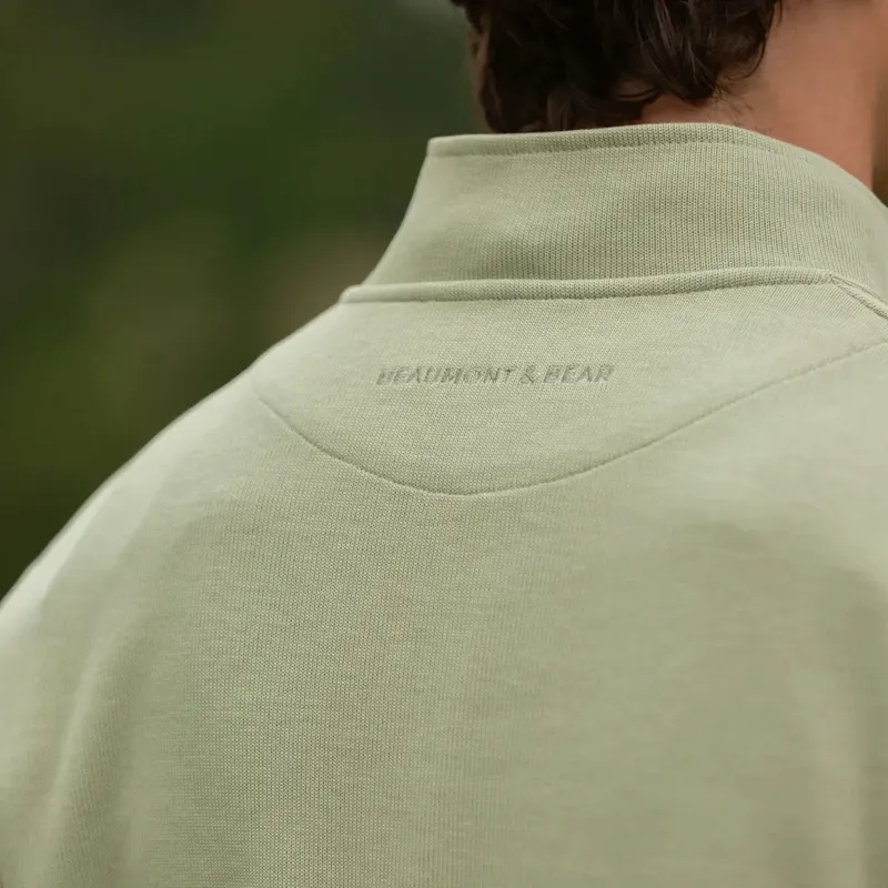 Beaumont and Bear Dittisham Ribbed Unisex Quarter Zip in Moss Green-4