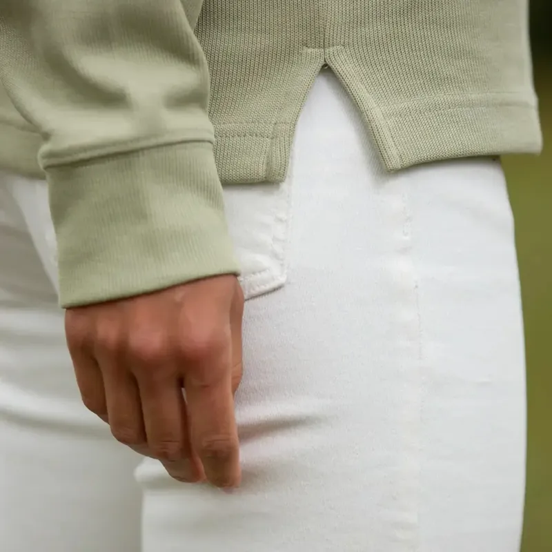 Beaumont and Bear Dittisham Ribbed Unisex Quarter Zip in Moss Green-8