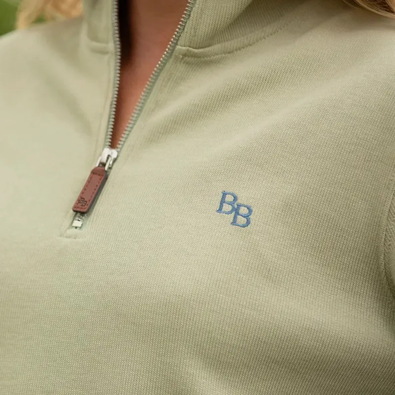 Beaumont and Bear Dittisham Ribbed Unisex Quarter Zip in Moss Green-9
