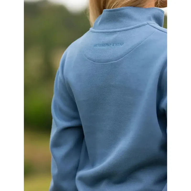 Beaumont and Bear Dittisham Ribbed Unisex Quarter Zip in Vintage Blue-2