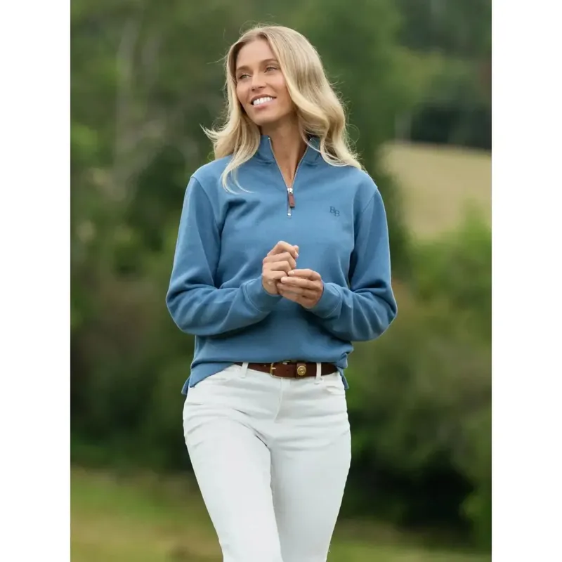 Beaumont and Bear Dittisham Ribbed Unisex Quarter Zip in Vintage Blue-3