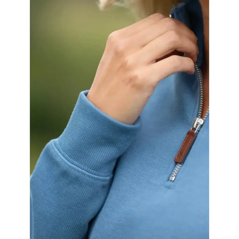 Beaumont and Bear Dittisham Ribbed Unisex Quarter Zip in Vintage Blue-4