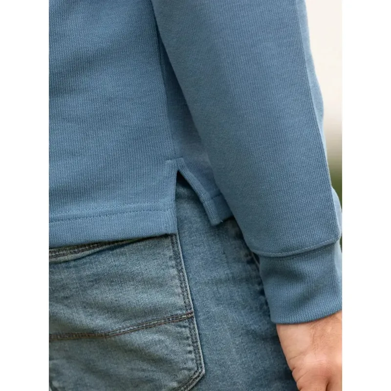 Beaumont and Bear Dittisham Ribbed Unisex Quarter Zip in Vintage Blue-7