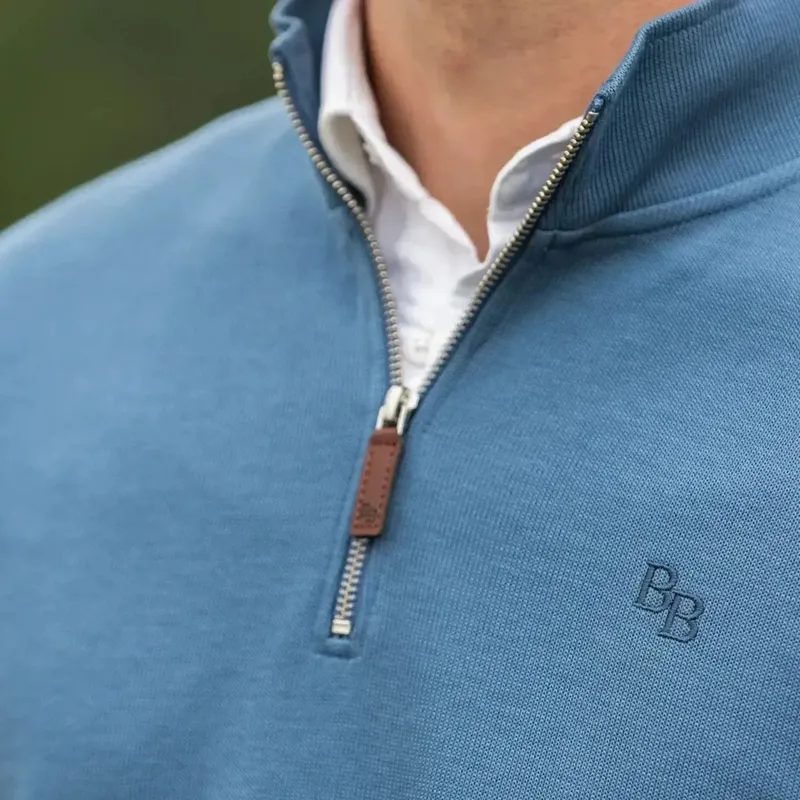 Beaumont and Bear Dittisham Ribbed Unisex Quarter Zip in Vintage Blue-8