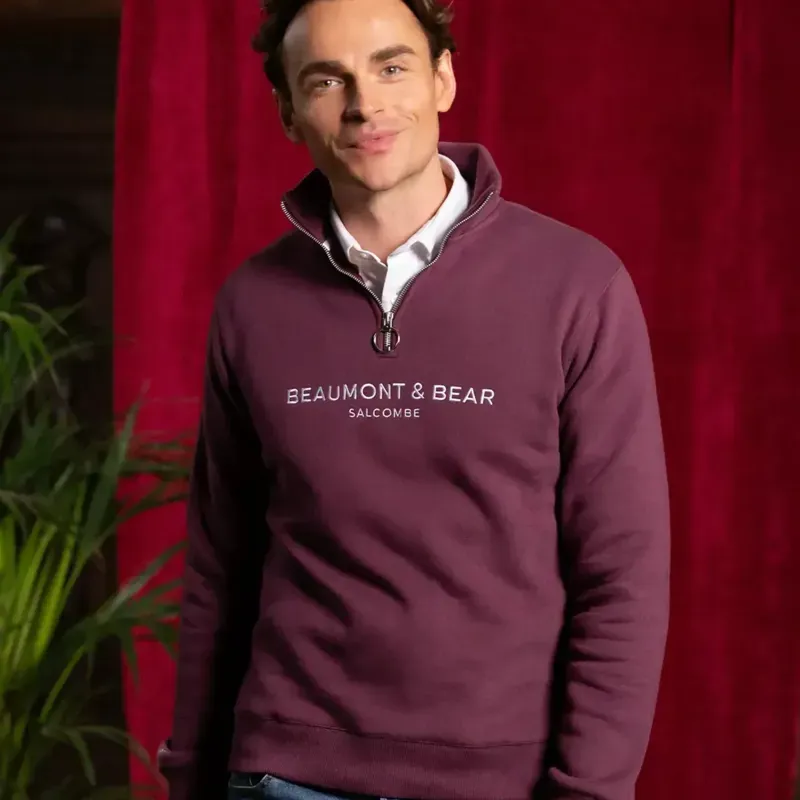 Beaumont and Bear Kingswear Limited Edition Unisex Quarter Zip Berry